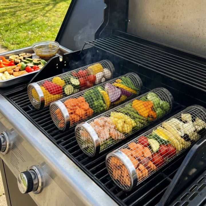 Cesta grill con verduras