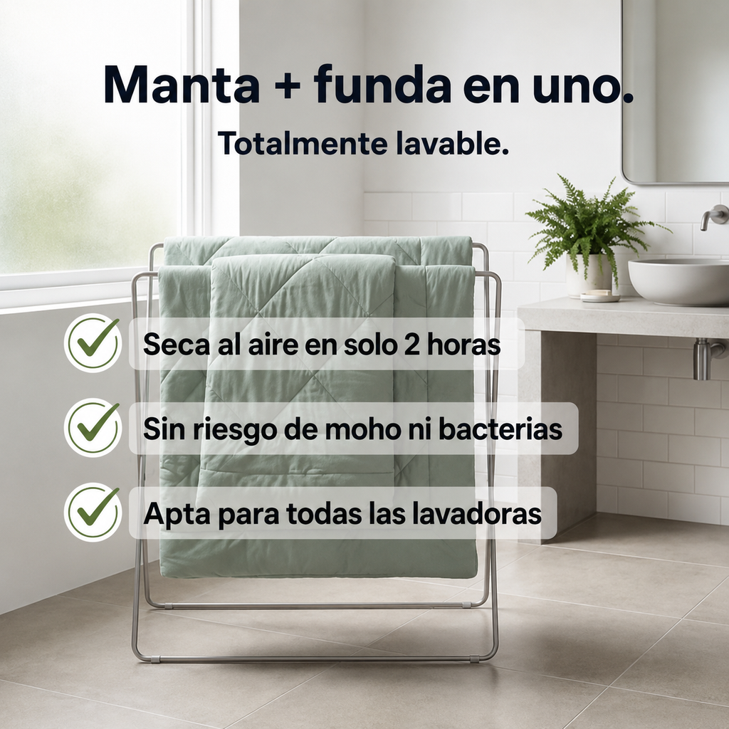 DulceSueño® — La sábana 2 en 1 de secado rápido que elimina la necesidad de ropa de cama.