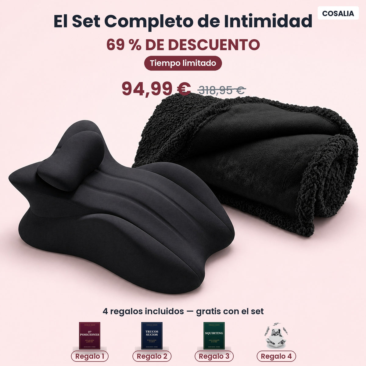Cosalia® Almohada Íntima 27° — El Set Completo de Intimidad (almohada + manta impermeable) · 69 % de descuento