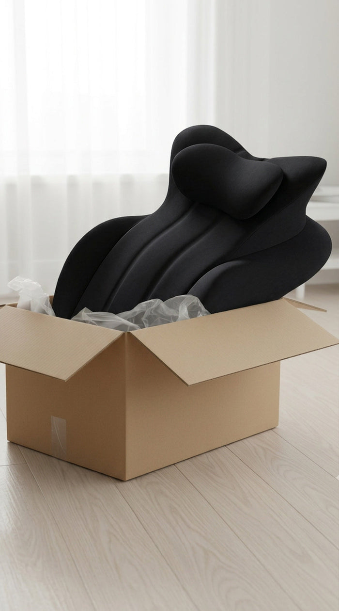 La almohada recién sacada de su caja neutra
