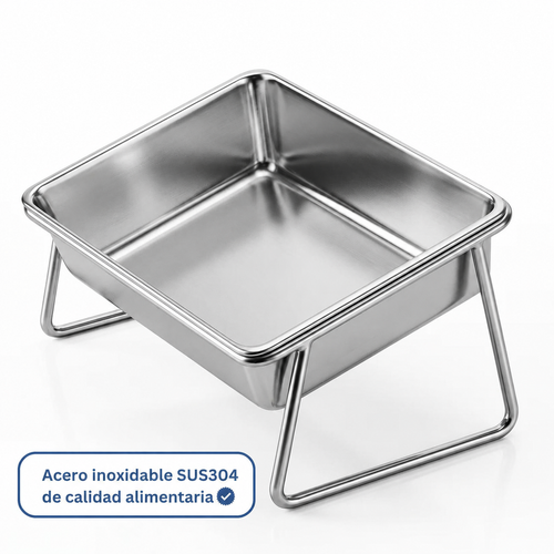 Comedero ortopédico grande de acero inoxidable SUS304, cuenco tipo bandeja
