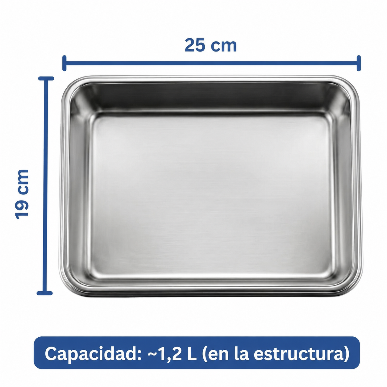Medidas de la bandeja y capacidad
