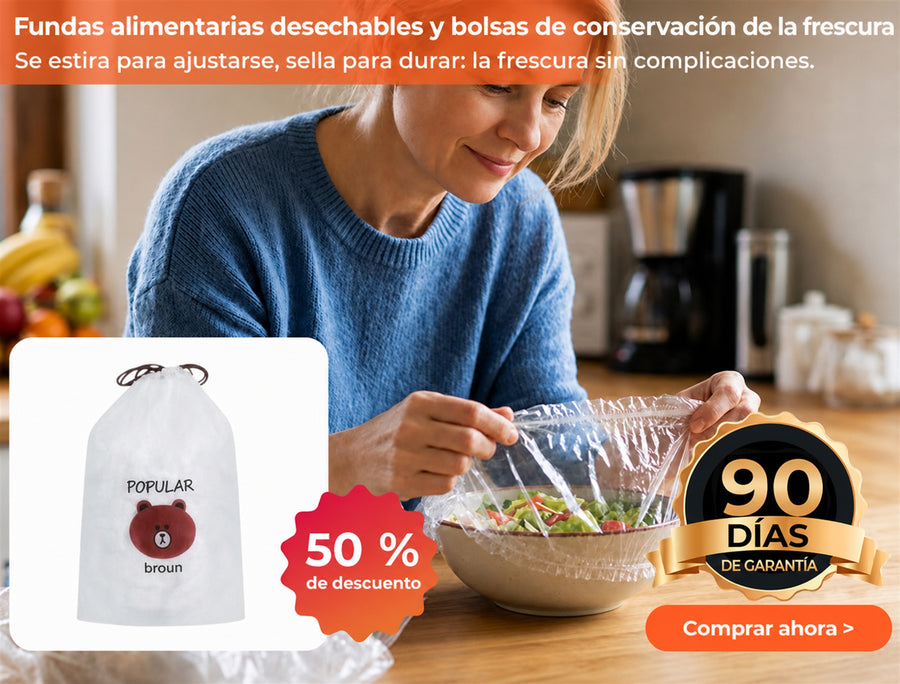 Fundas alimentarias elásticas selladas sobre un bol de ensalada [FR — à régénérer Codex]
